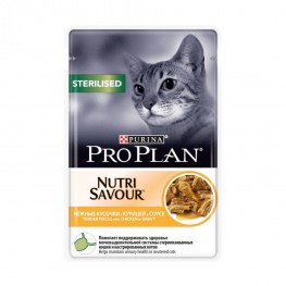 ПРО ПЛАН Влажный корм Purina Pro Plan для стерилизованных кошек и кастрированных котов, курица, пауч, 85 г